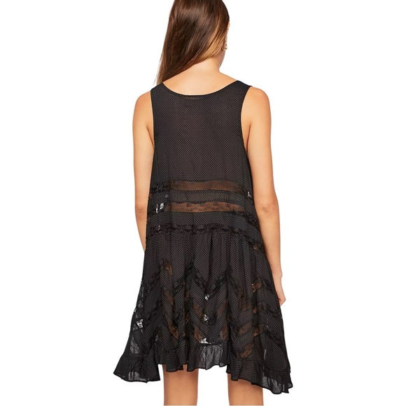 Free People Voile and Lace Trapeze Slip sz XS in Black Combo - Picture 3 of 12